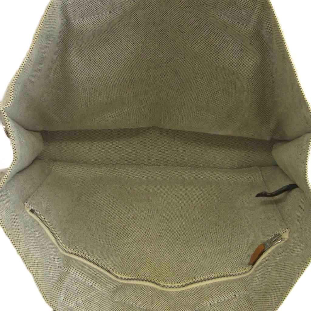 Hermes New Fourre Tout MM Tote Bag Canvas Stripe Light Gray Black — view 3