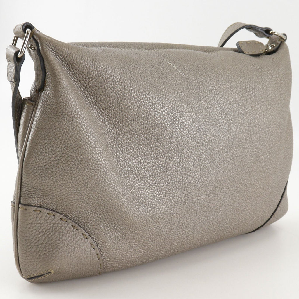Fendi Selleria Leather Gray Shoulder Bag — view 3