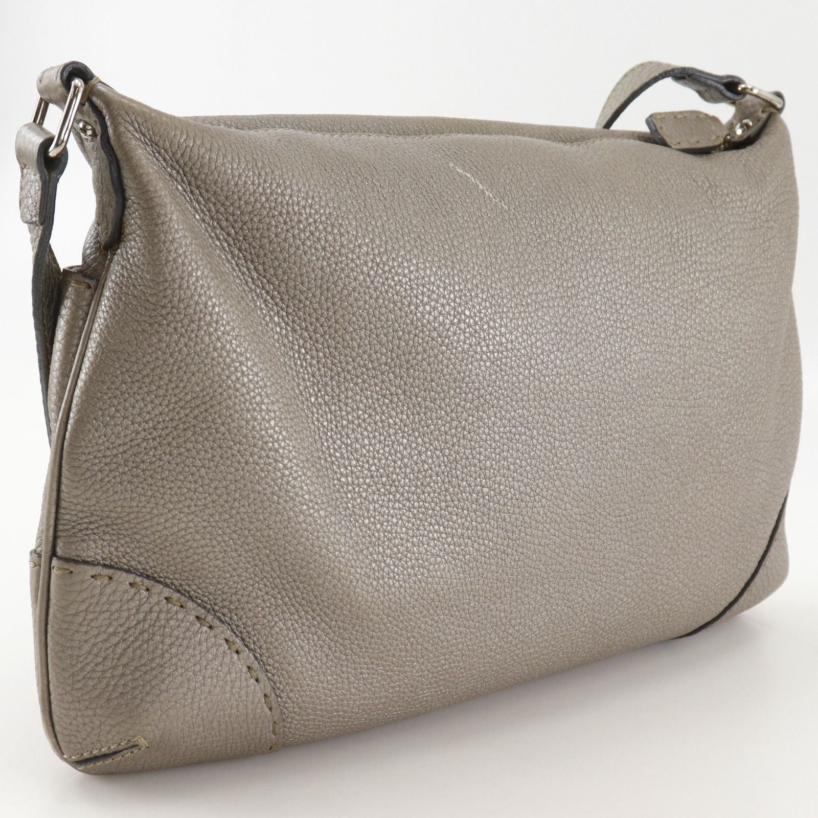 Fendi Selleria Leather Gray Shoulder Bag — view 3