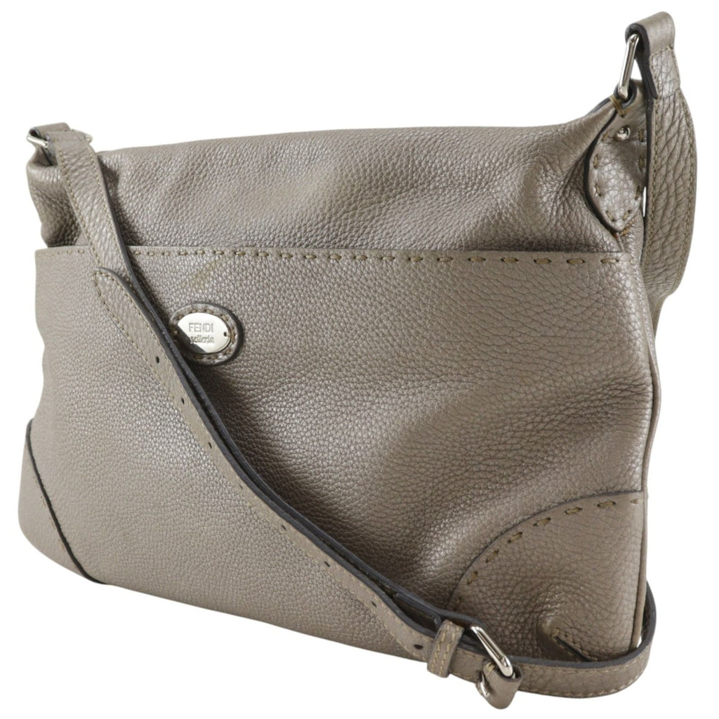Fendi Selleria Leather Gray Shoulder Bag — view 2