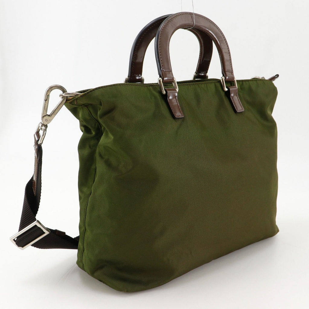 Prada 2-Way Shoulder Nylon Khaki Handbag — view 3
