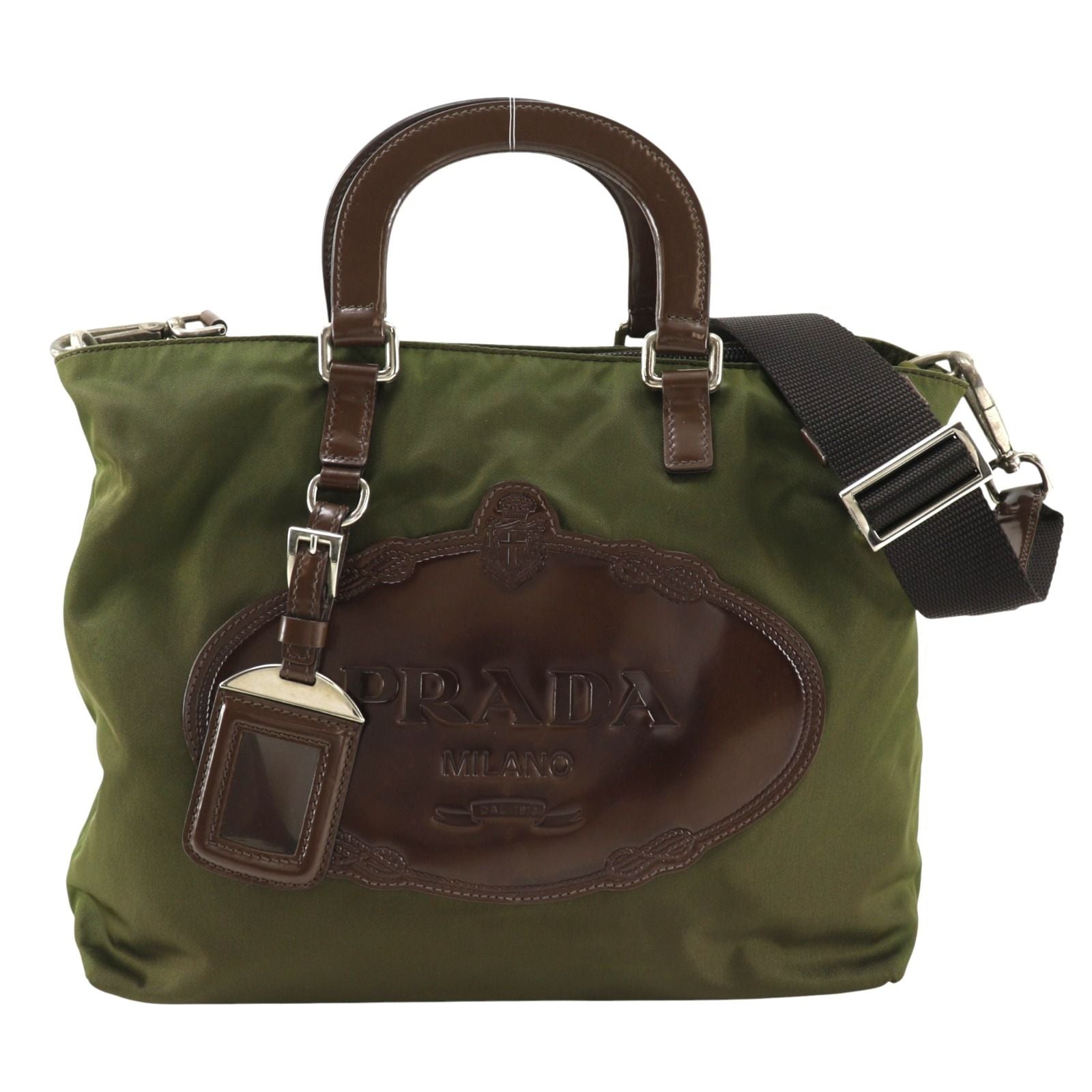 Prada 2-Way Shoulder Nylon Khaki Handbag