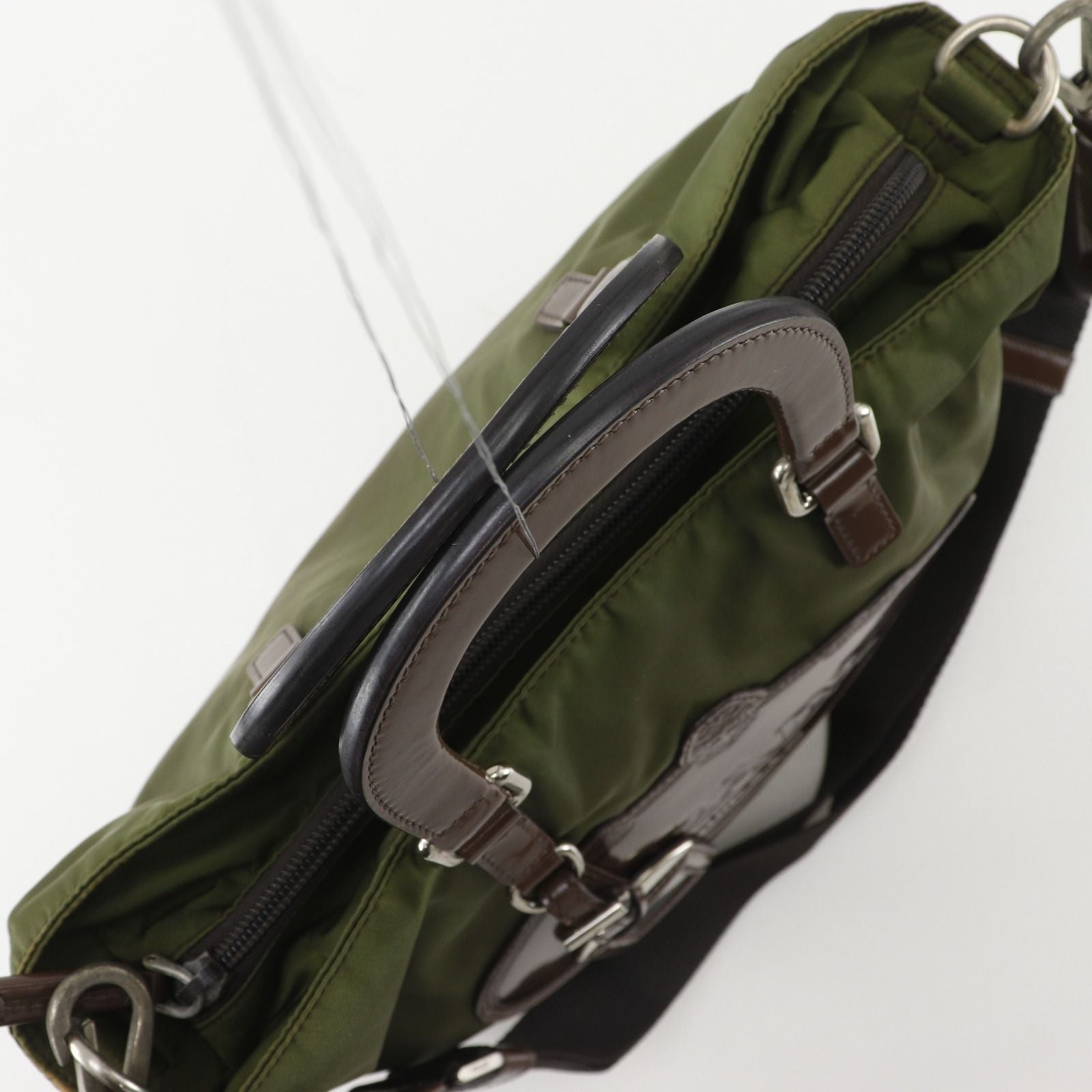 Prada 2-Way Shoulder Nylon Khaki Handbag — view 5