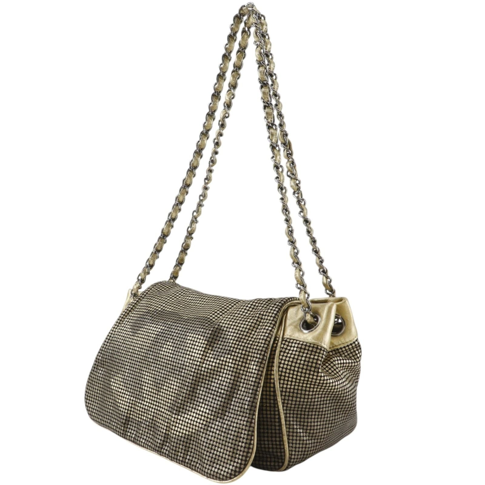 Chanel Hollywood Accordion Flap Leather Gold Shoulder Bag — view 2