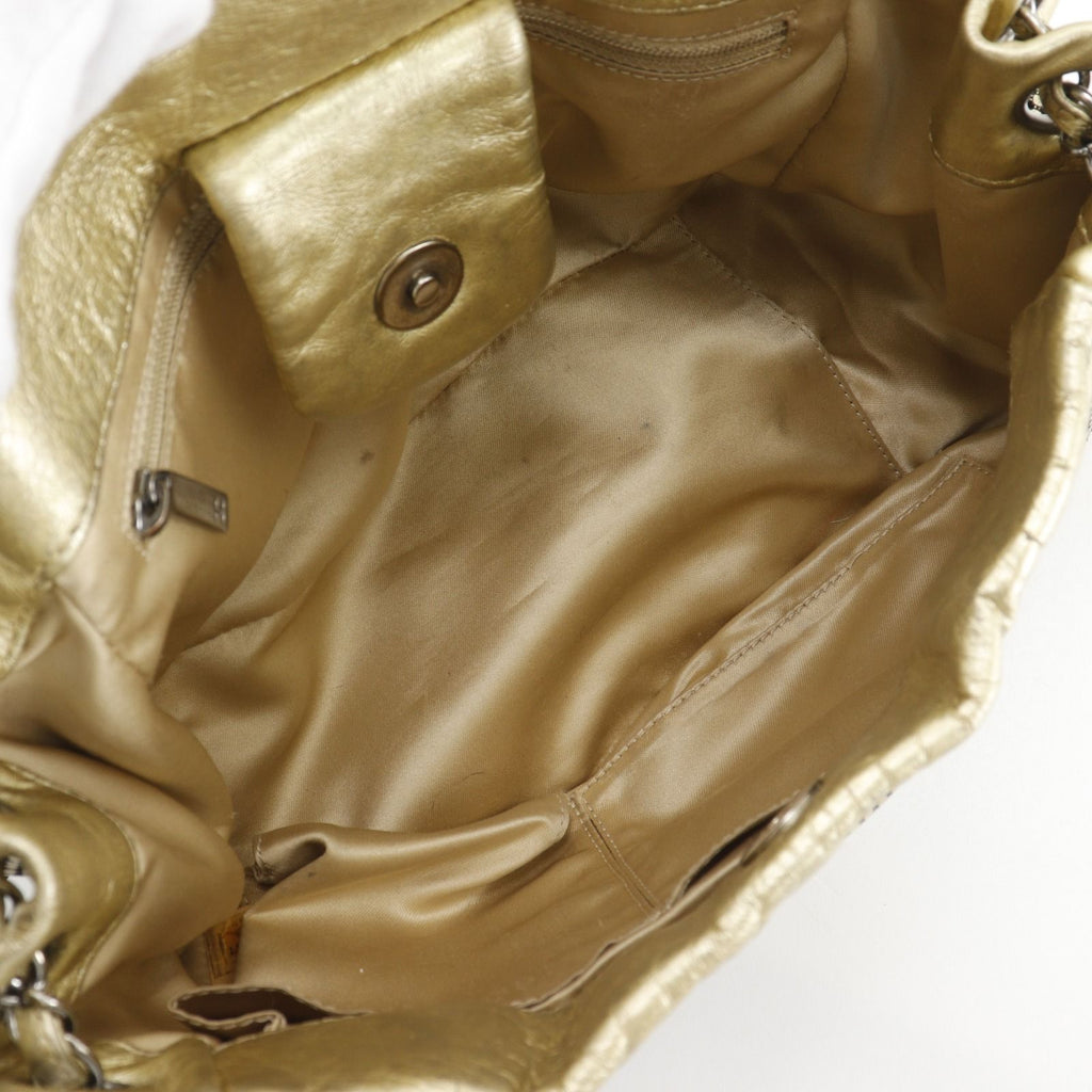 Chanel Hollywood Accordion Flap Leather Gold Shoulder Bag — view 5