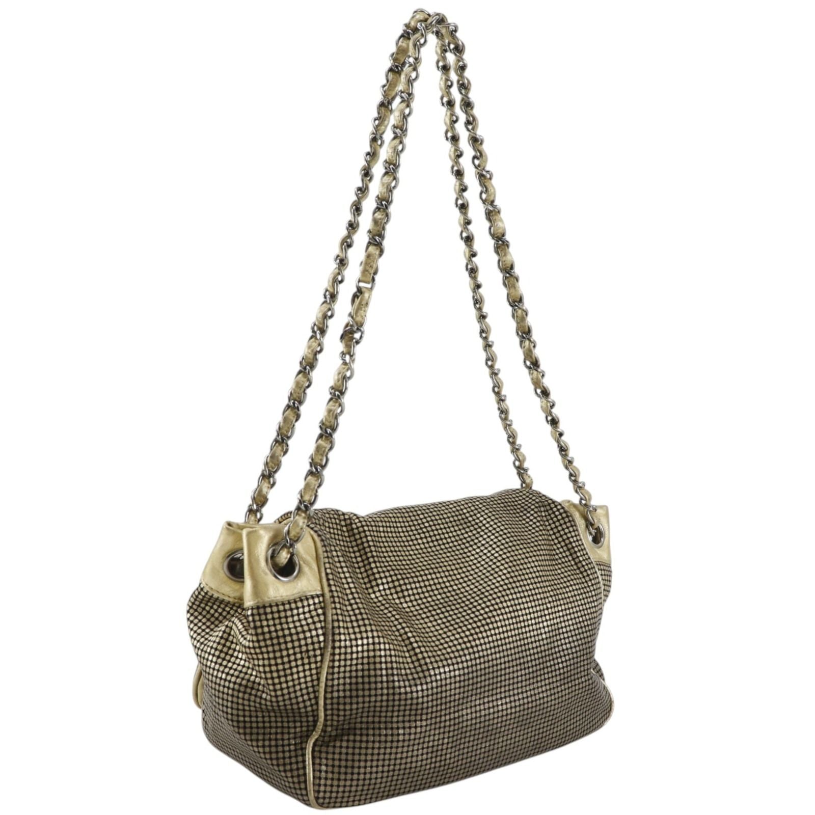 Chanel Hollywood Accordion Flap Leather Gold Shoulder Bag — view 3