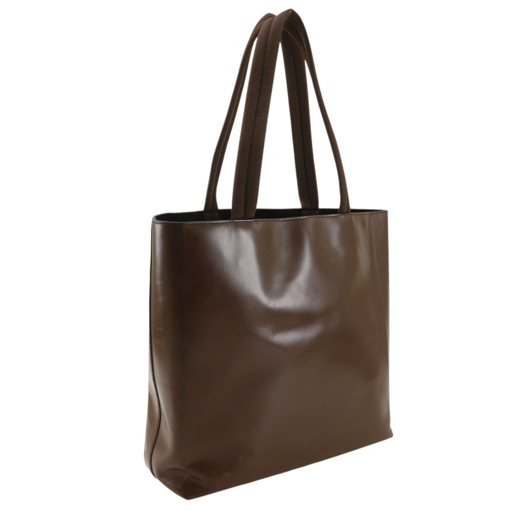 Prada Logo Leather Brown Tote Bag — view 3