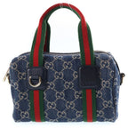 Gucci GG Denim Shoulder Bag Sherry Line Blue