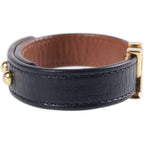 Louis Vuitton Monogram LV Iconic Bracelet Bangle Leather Metal Black Gold — view 3