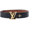 Louis Vuitton Monogram LV Iconic Bracelet Bangle Leather Metal Black Gold