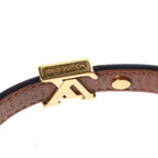 Louis Vuitton Monogram LV Iconic Bracelet Bangle Leather Metal Black Gold — view 6