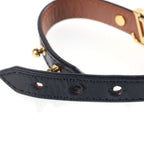 Louis Vuitton Monogram LV Iconic Bracelet Bangle Leather Metal Black Gold — view 5