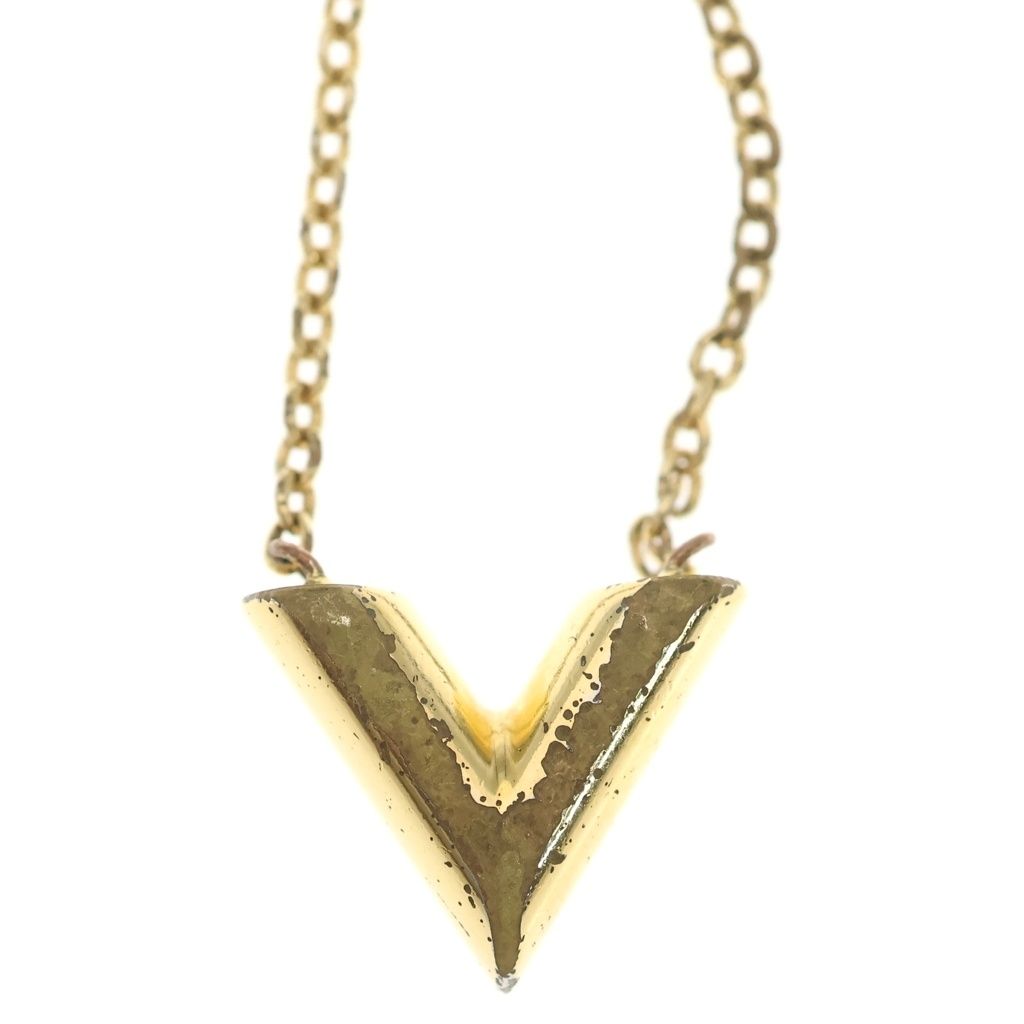 Louis Vuitton Necklace Essential V Logo Design Clasp Top Gold — view 3