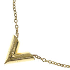 Louis Vuitton Necklace Essential V Logo Design Clasp Top Gold