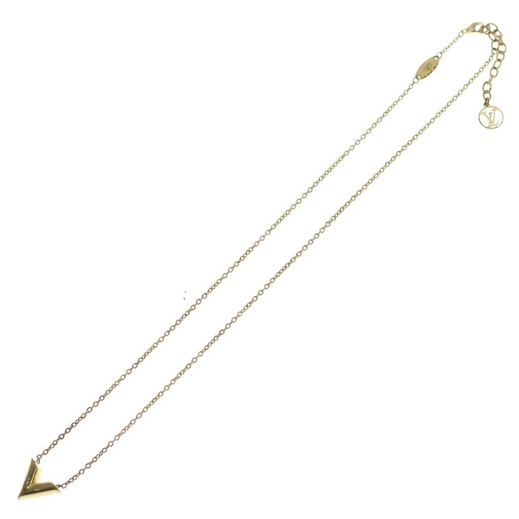 Louis Vuitton Necklace Essential V Logo Design Clasp Top Gold — view 2