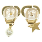 Dior CD Logo Rhinestone Faux Pearl Star Earrings Gold — view 2