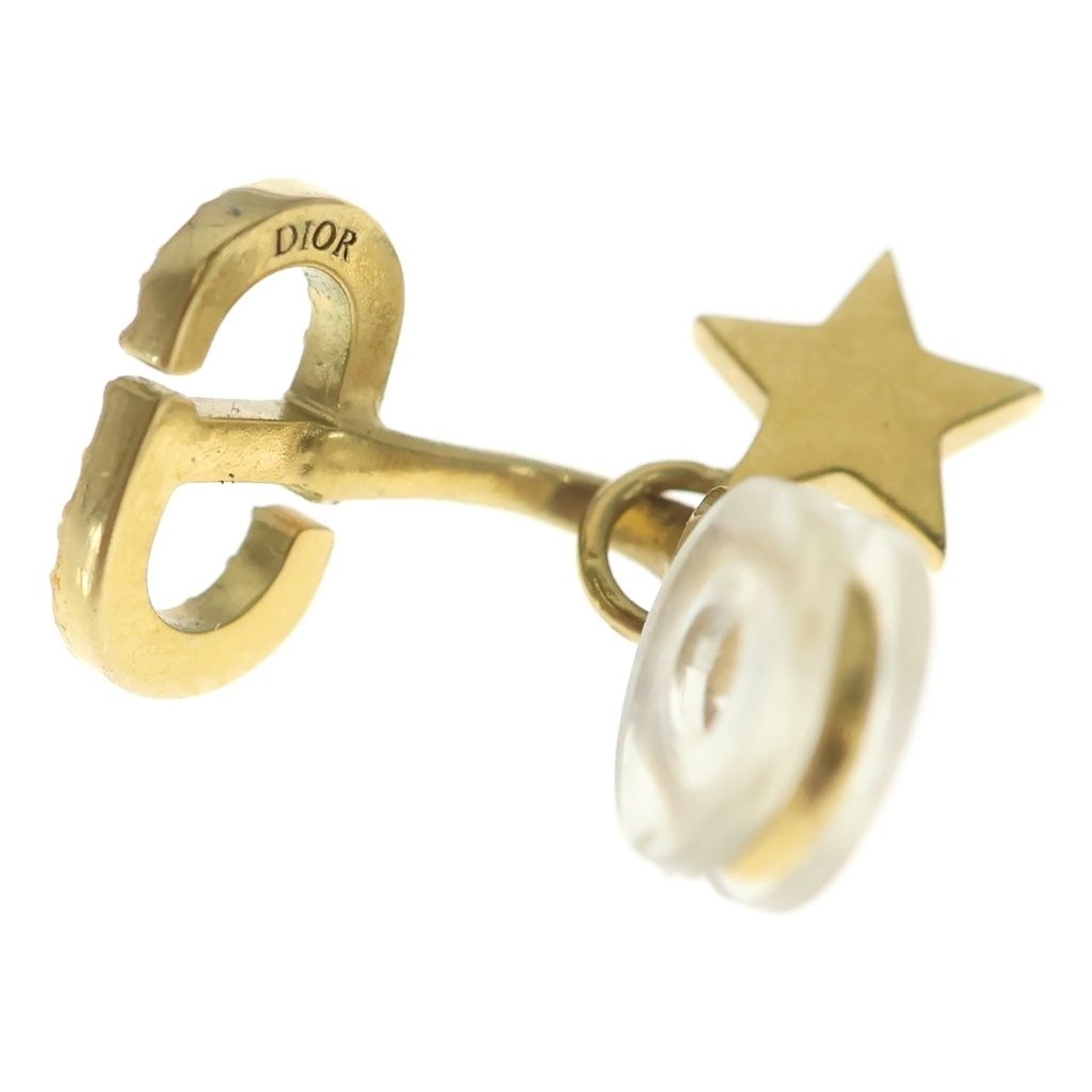 Dior CD Logo Rhinestone Faux Pearl Star Earrings Gold — view 5