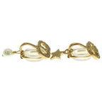 Dior CD Logo Rhinestone Faux Pearl Star Earrings Gold — view 3