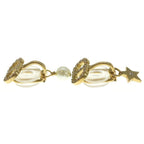 Dior CD Logo Rhinestone Faux Pearl Star Earrings Gold — view 4