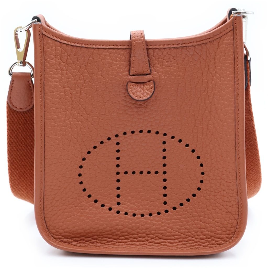 Hermes Evelyne TPM Taurillon Clemence Silver Shoulder Bag Gold