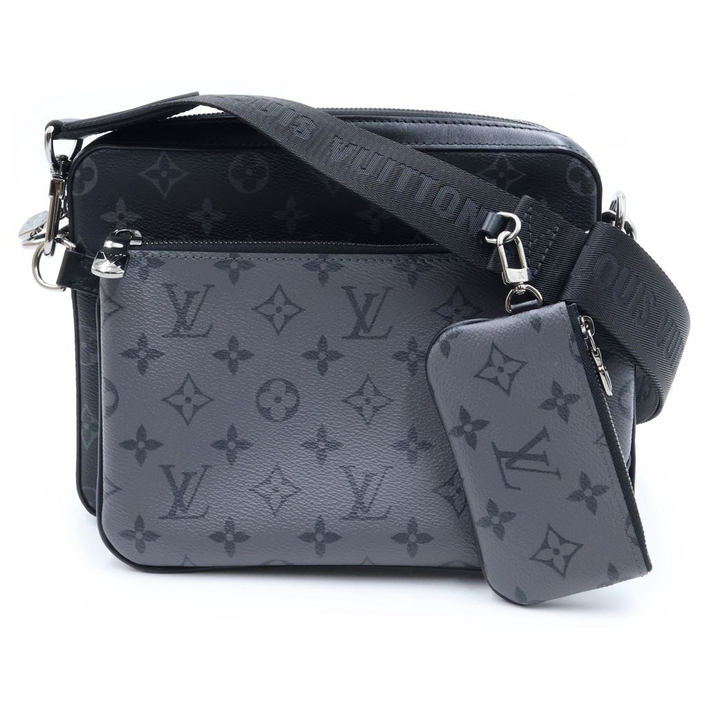 Louis Vuitton Monogram Eclipse Trio Messenger Shoulder Bag Black Gray