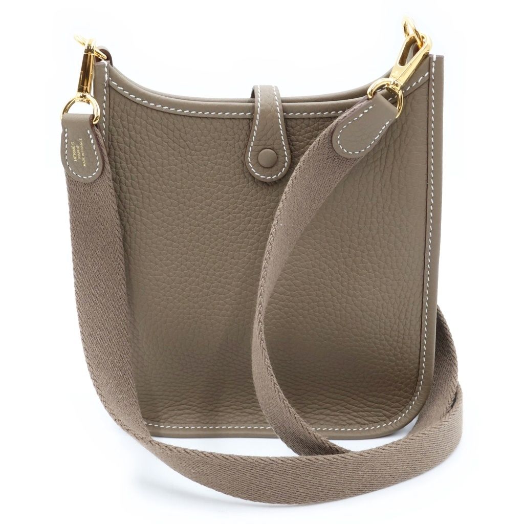 Hermes Evelyne TPM Shoulder Bag Etoupe Taurillon Clemence Gold — view 2