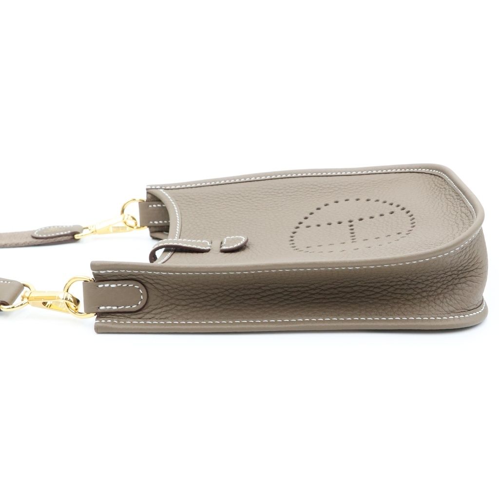 Hermes Evelyne TPM Shoulder Bag Etoupe Taurillon Clemence Gold — view 3