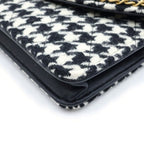 Chanel Wallet on Chain Heart Shoulder Bag Tweed Black White Houndstooth Gold — view 5
