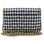 Chanel Wallet on Chain Heart Shoulder Bag Tweed Black White Houndstooth Gold — view 2