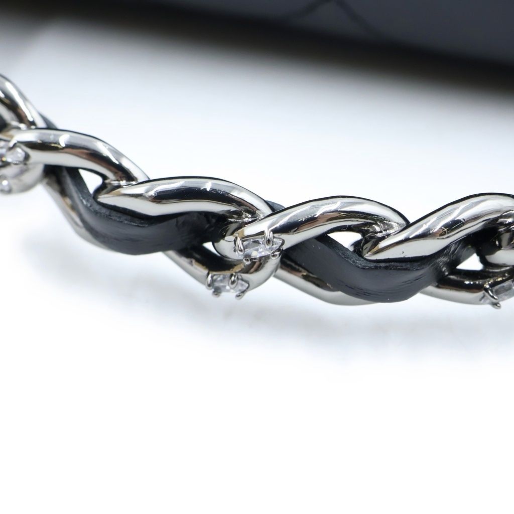 Chanel Quilted Chain Mini Shoulder Bag Black Lambskin Silver — view 7