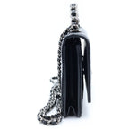 Chanel Quilted Chain Mini Shoulder Bag Black Lambskin Silver — view 3
