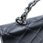 Chanel Quilted Chain Mini Shoulder Bag Black Lambskin Silver — view 6