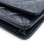Chanel Quilted Chain Mini Shoulder Bag Black Lambskin Silver — view 5