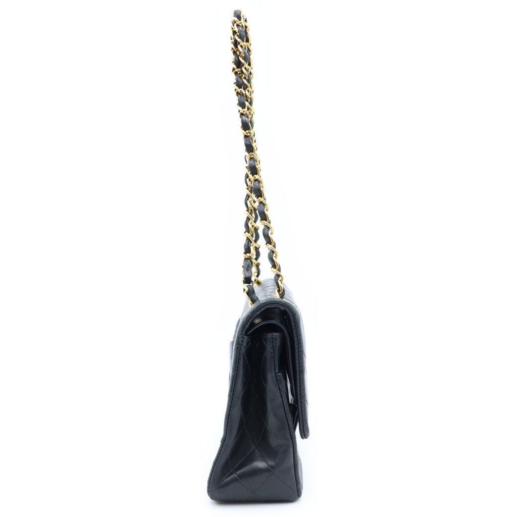 Chanel Quilted 25 Double Flap Chain Shoulder Bag Black Lambskin Gold — view 3