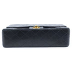 Chanel Quilted 25 Double Flap Chain Shoulder Bag Black Lambskin Gold — view 4