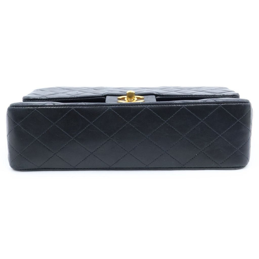 Chanel Quilted 25 Double Flap Chain Shoulder Bag Black Lambskin Gold — view 4