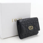 Dior Hibiscus Wallet Caro Trifold Calfskin