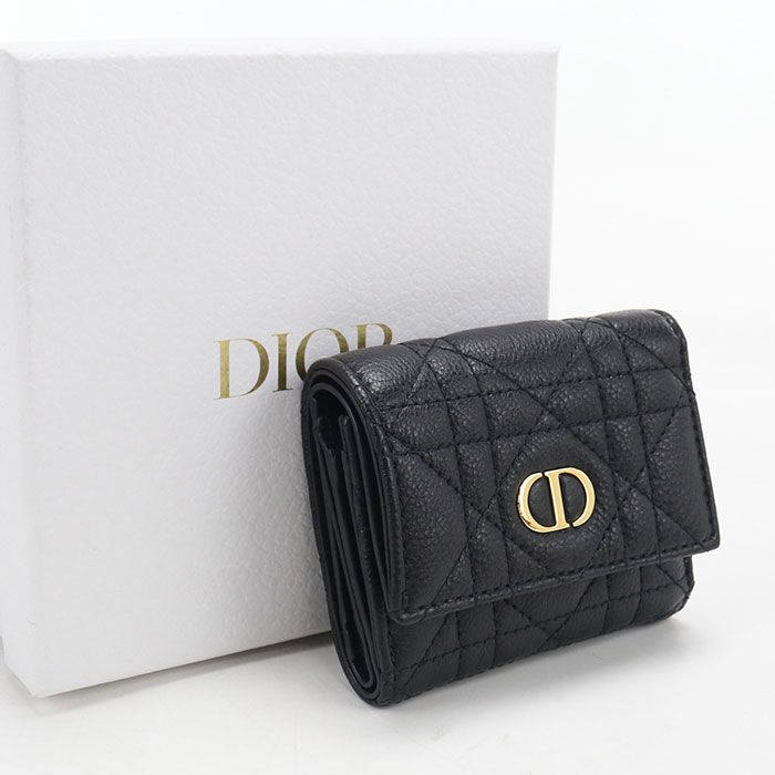 Dior Hibiscus Wallet Caro Trifold Calfskin
