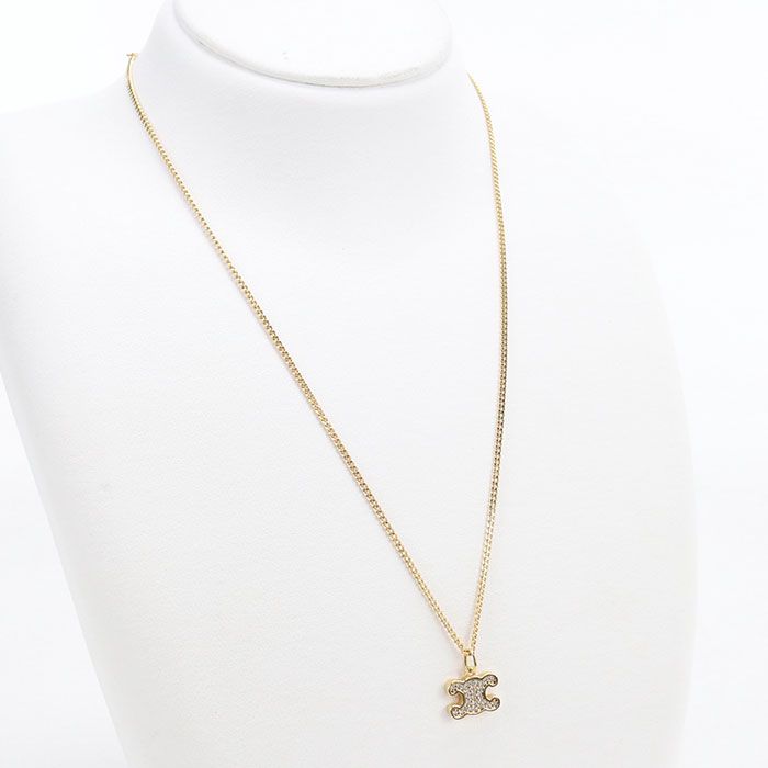 Celine Rhinestone Triomphe Necklace Metal
