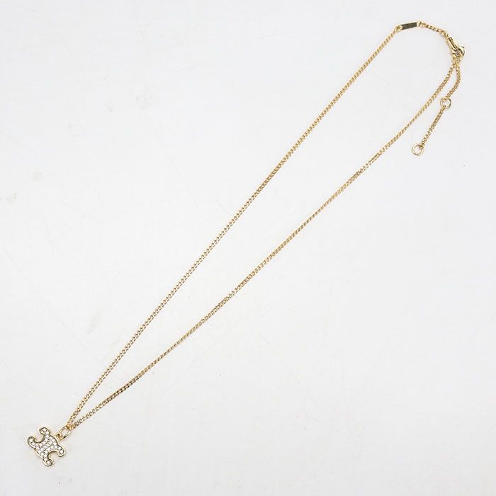 Celine Rhinestone Triomphe Necklace Metal — view 5