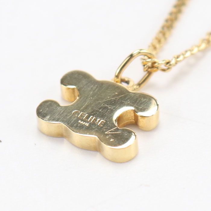 Celine Rhinestone Triomphe Necklace Metal — view 3