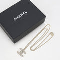 Chanel Rhinestone CC Logo Necklace Metal
