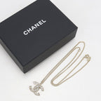 Chanel Rhinestone CC Logo Necklace Metal