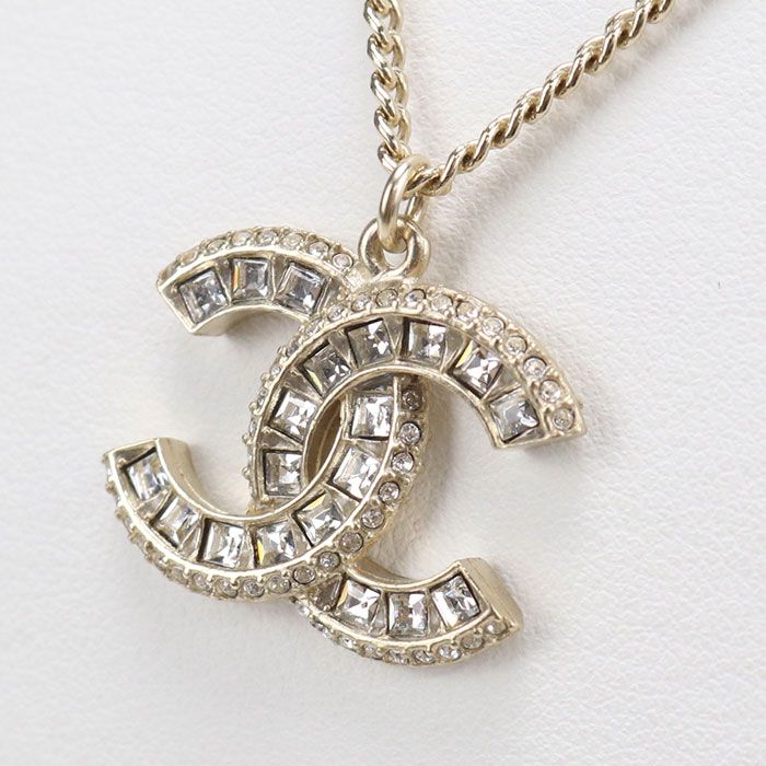 Chanel Rhinestone CC Logo Necklace Metal — view 3