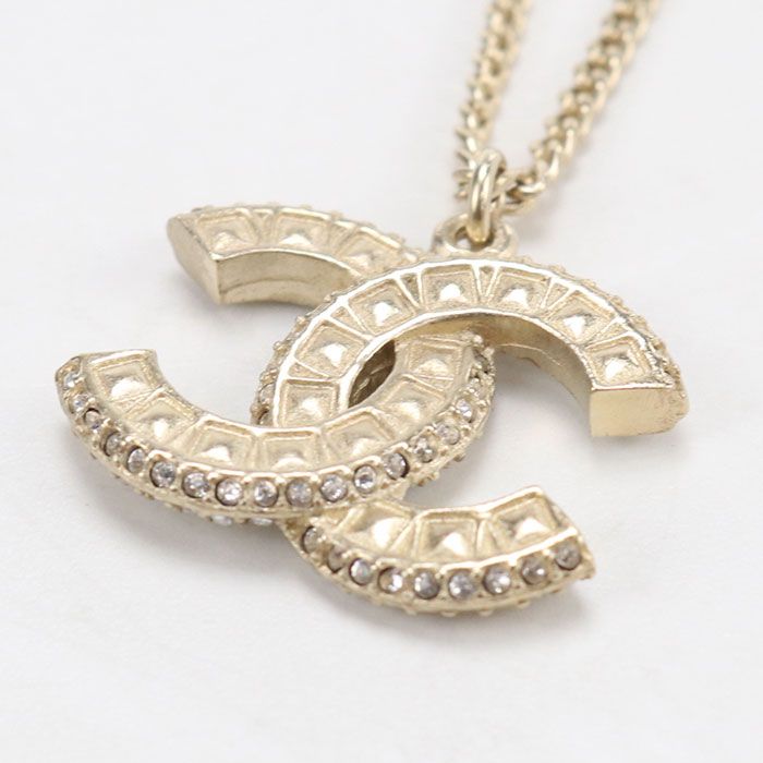 Chanel Rhinestone CC Logo Necklace Metal — view 4