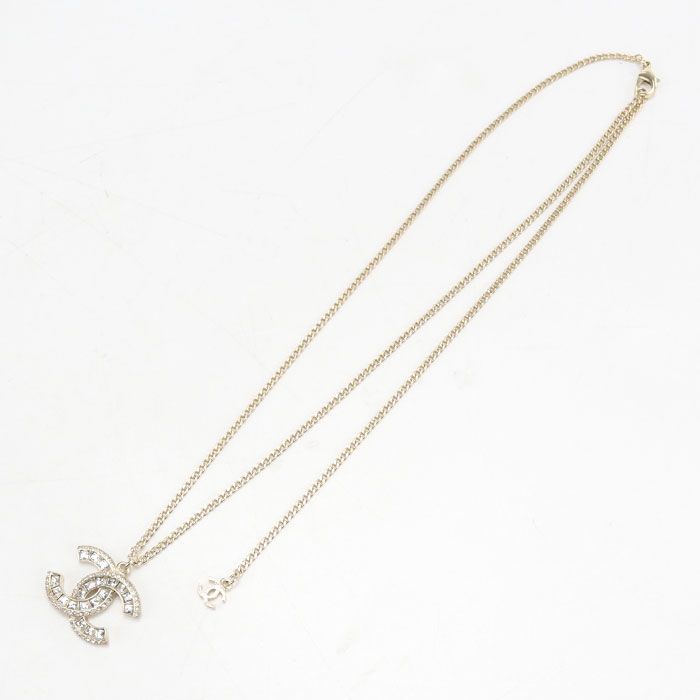 Chanel Rhinestone CC Logo Necklace Metal — view 6