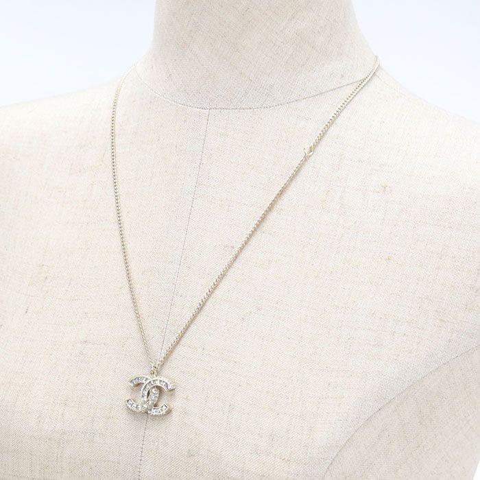 Chanel Rhinestone CC Logo Necklace Metal — view 2