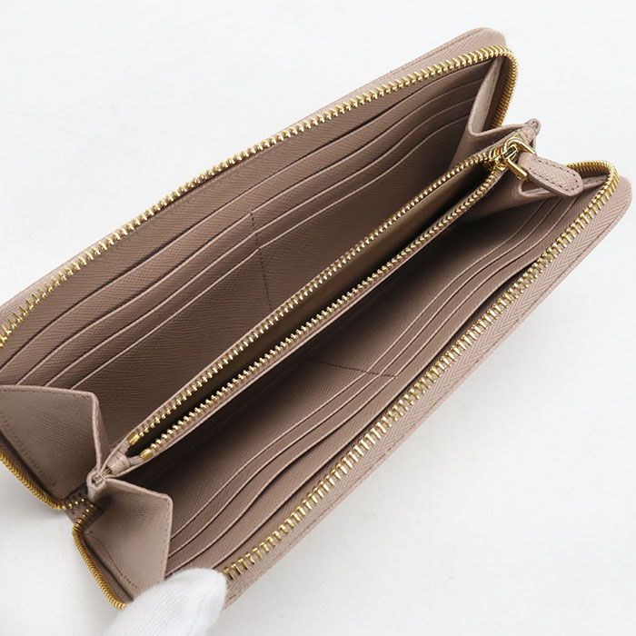 Prada Saffiano Triangle Wallet Zip Around Leather — view 3