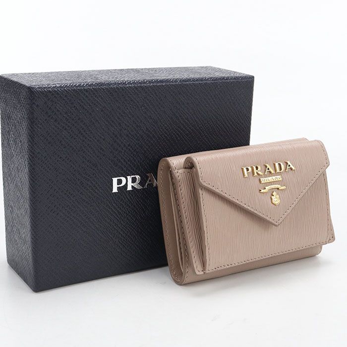 Prada Vitello Move Trifold Wallet Leather