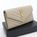 Saint Laurent Large Flap Wallet Cassandra Matelasse Bifold Calfskin